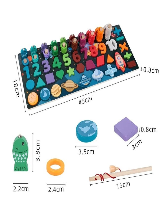 Busy Brain 5-in-1 Space Digital Logarithm Board, Educational STEM Learning Toy with Numbers, Shapes, Colors, Wooden Puzzle for Kids 3+ Years, Solar System Theme - Image 5